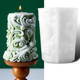 Irregular Geometric Wave Cylindrical Candle Molds Silicone Molds Twisted Spiricle Cylinder Shape Resin Molds Silicone 3D Spiral Carved Pillar Epoxy Resin Molds for Home Room Decor Craft Supplies