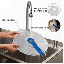 12 Inch Mixing Bowl Splatter Guard – BPA-Free Anti-Splash Screen for Hand & Electric Mixers – Flexible Fit, Transparent Silicone & PP, Dishwasher Safe by Dependable Industries Blue