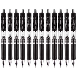 BaoKe Retractable Premium Gel Ink Pen Ball Pen, 0.7mm, PC196, 12 Pack (Black)
