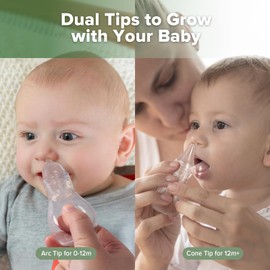 haakaa Silikon Nasensauger Baby| Sicherer Baby Nasenreiniger| Easy-Squeeze Nose Bulb Syringe, Baby Nose unblocker, 0m+ Neugeborenes,Kleinkind（1 Ersatzkopf）-Transparent