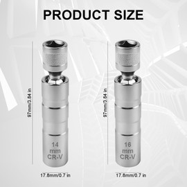 Egyndior Spark Plug Wrench 14 mm and 16 mm, Spark Plug Wrench, Magnetic Spark Plug Socket, 3/8 Inch Spark Plug Socket, Spark Plug Disassembly Tool for Car Repair Spark Plug Wrench Set