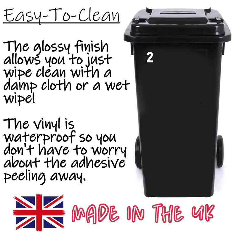 Pack of 5 5cm/2" Waterproof House Number Wheelie Bin Stickers