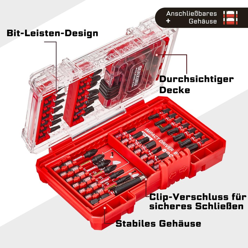 Geinxurn 55-Piece Screwdriver Bit Set Made of Impact-Resistant, S2 Steel,