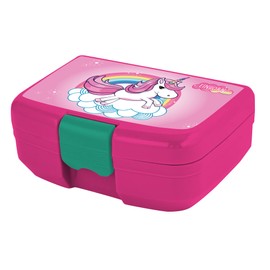 p:os Unicorn Lunch Box for Children with One Compartment, Lunch Box in Pink Made of Plastic with Clip Closure, Lunch Box for Nursery, School and Leisure