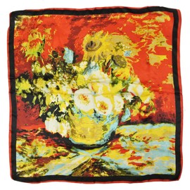 Wrapables Luxurious 100% Charmeuse Silk Square Scarf, Sunflower Bouquet