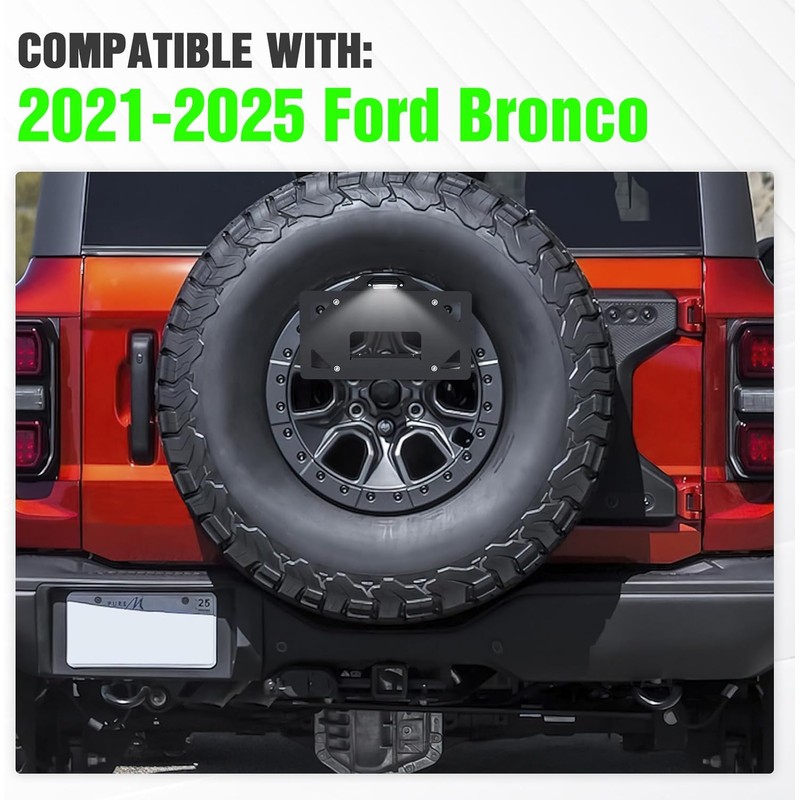 for Ford Bronco Spare Tire Mount License Plate Frame with