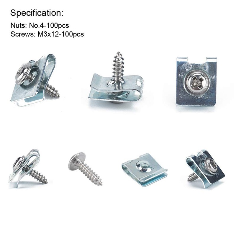 200 Pcs U Clip and Screw Assortment Kit Auto Car