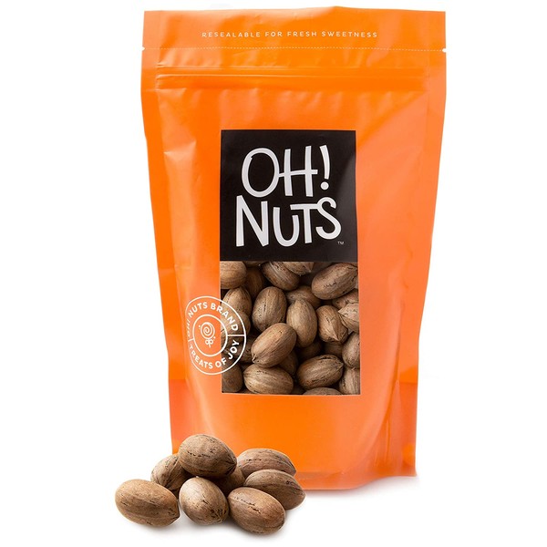 Oh! Nuts Pecans in Shell | Low-Carb, High-Protein Keto Snacks | Resealable Stay-Fresh 2-Pound Bulk Bag | All-Natural, Premium Nuts in Shell Without Salt or Sugar | Healthy Vegan, Gluten-Free Snacking