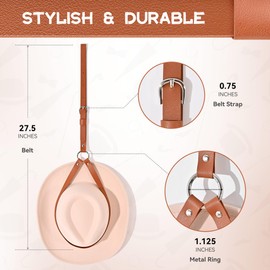 POKOTO Cowboy Hat Rack for Trucks & Cars – Loop-Around Leather Cowboy Hat Hanger for Truck Headrest-Hat Organizer Hanger for Trucks Vehicle Cars Accessories (2 PCS)