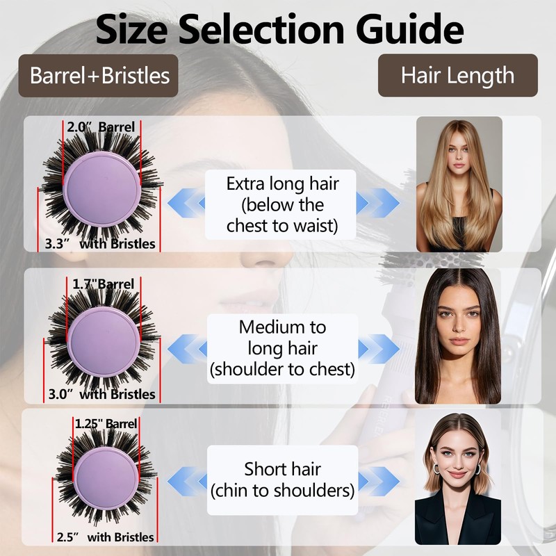 Round Brush for Blow Drying & Styling - 3.3 Inch