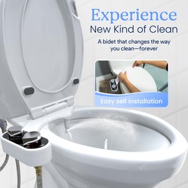 CLEAR REAR Bidet Attachment for Toilet Seat - Non-Electric, Self-Cleaning Dual Nozzle, Adjustable Water Pressure, Rear & Feminine Wash Hygienic Bathroom Upgrades - Fits Elongated Toilets (2 Pack)