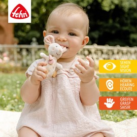 Fehn Mini Rattle Mouse - Mini Grasping Toy for Rattling, Feeling, Playing with Cuddly Soft Fabric Animal - A Faithful Companion for Babies and Toddlers from 0+ Months