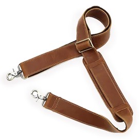 PremiumMM Shoulder Belt, Thick, Leather, Single Item, For Men's Bags, Brown, Shoulder Strap, Shoulder Pad, Width 1.5 inches (3.8 cm), Adjustable Length