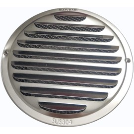 JKOVRME 4Inch Louvered Grille Cover Vent Hood Wall Air Vents with Built-in Fly Screen Mesh - 304 Stainless Steel Ventilation Outlet (4 Inch)