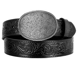 TRIWORKS Western Leather Buckle Belt for Men Women Cowboy Cowgirl Mens Leather Belt for Jeans