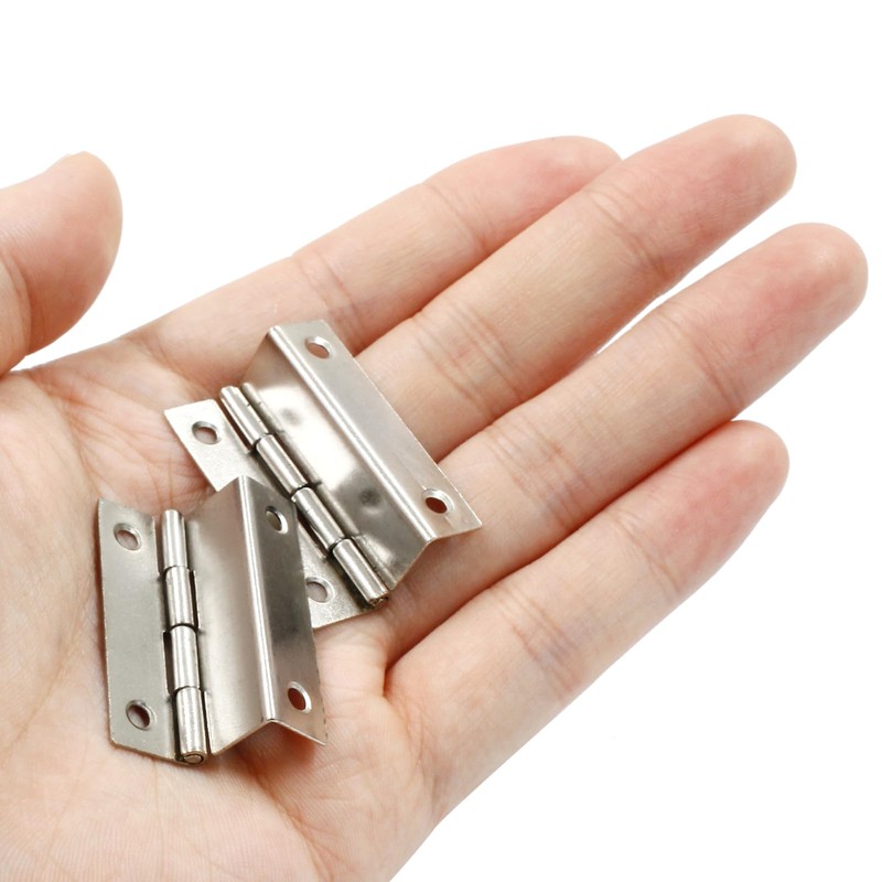 Augiimor 10 Pcs Silver Three Fold Hinges Box Hinge Hardware
