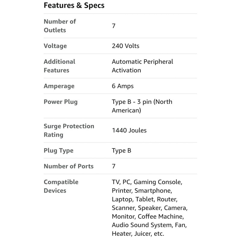 Greenlite Tier 1 Advanced Current Sensing 7 Outlet Power Strip