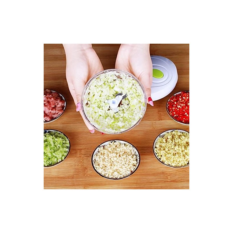 Kitchen Essential Chopper, Pull String Portable Vegetable and Fruit Cutter