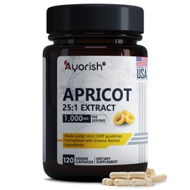 Apricot Extract 25:1, 500 mg per Capsule 1000 mg Per Servings Immune Support Herbal Supplements (Pack of 1) (120 Capsules)