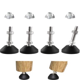 Uni-Fine M8 x 30 mm Diameter 40 mm Adjustable Foot Adjustment Screw, Furniture Foot Base Can Carry 450 kg Adjustable Feet Adjusting Screw Adjusting Base Maximum 15° Tilt