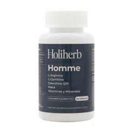 Holiherb Homme  Multivitamnico para hombres a base de CoQ10, L-Arginina, L-Carnitina, Selenio, Zinc y Vitaminas.                                      