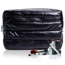 Citi Collective Premium Cosmetic Bag for Women| Makeup Travel Cosmetic Bag, Toiletry Bags for Women| Large Capacity Storage Waterproof Cosmetic Bag for Business, Vacation, or Weekend Traveling (Black)