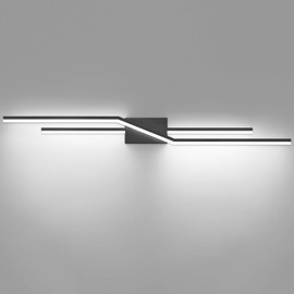 SOLFART Bathroom Vanity Light Dimmable Modern Matte Black Bathroom Light Fixtures Over Mirror 48 Inch LED Lights