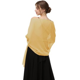 Baoqiya Women's Scarf Shawls and Wraps for Evening Dress Chiffon Shawl Soft Elegant Silky Pashmina Wedding Bridal Scarves(Gold, 79"×19")