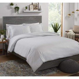 King Duvet Cover by Pure Bamboo, 3 Piece Set, Genuine 100% Organic Viscose Derived from Bamboo, Luxuriously Soft and Cooling, 2 Pillowcases (King, Stripes)