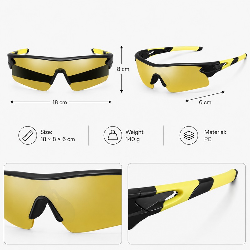 UV400 Polarized Sports Sunglasses for Cycling – Lightweight Wraparound Eyewear