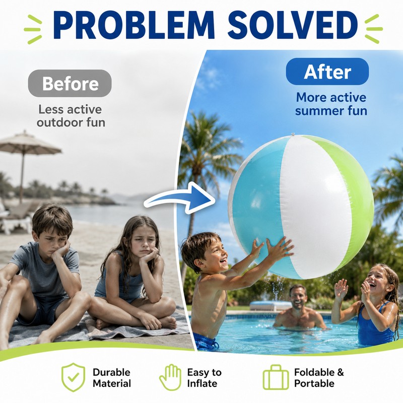 Inflatable Beach Ball for Kids & Family Outdoor Games