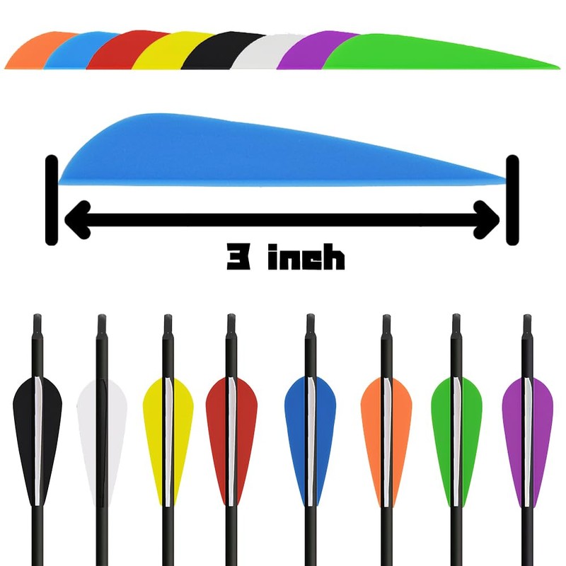 ZSHJG Hunting Arrow Plastic Feathers 3 Inches Fletching Plastic Vanes