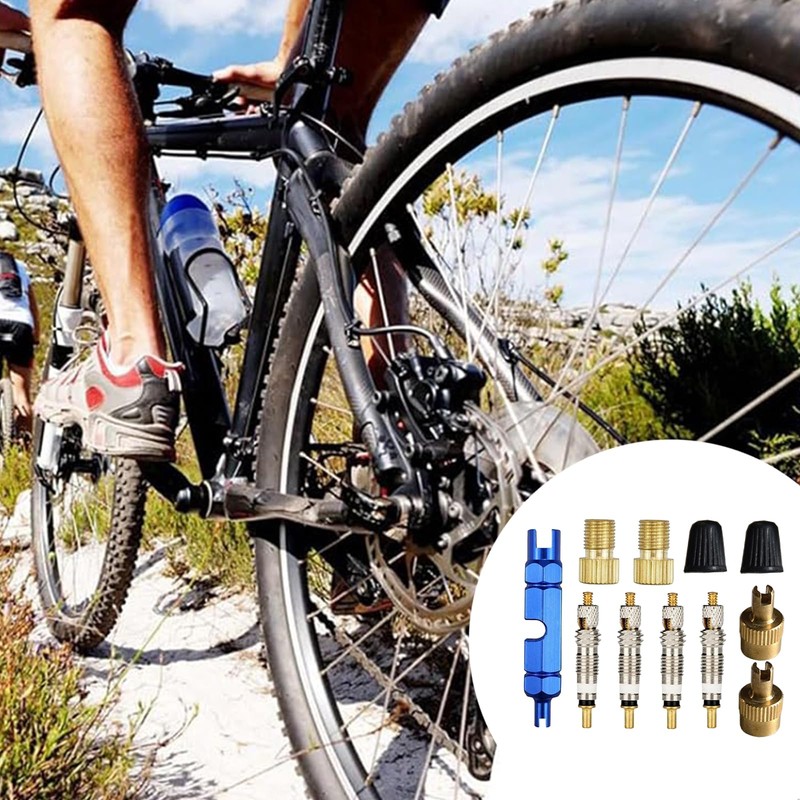 Presta Valve Core Set 11 Pieces Bicycle Valve Adaptor, Valve