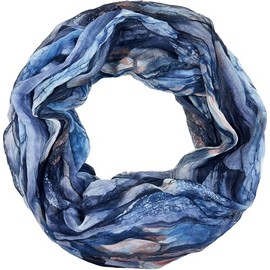 Jeamis Rainbow Silk Loop Colour Gradient Spring Round Scarf Rainbow Stripes Summer Lightweight Scarf Stole, blue