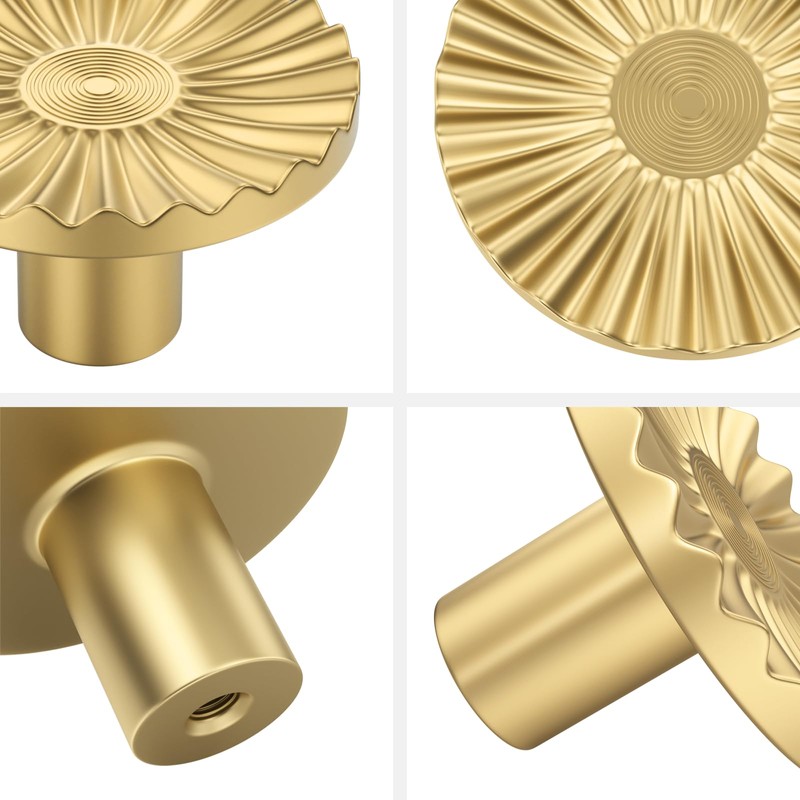 Haliwu 2 Pack Gold Half Moon Cabinet Knobs, Circular Kitchen