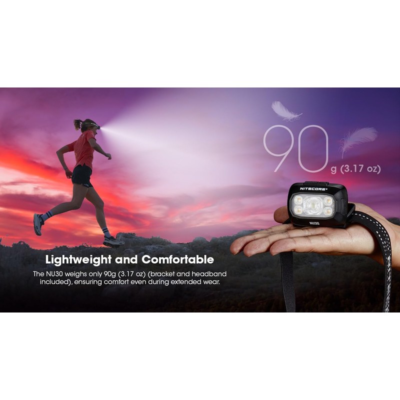 Nitecore NU30 500 Lumen LED Rechargeable Headlamp with White and