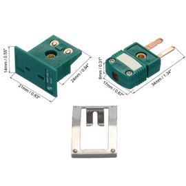 MECCANIXITY R/S Type Thermocouple Wire Connectors Male Plug with Panel Mount Mini Socket High Temperature 220°C(428°F) for Thermocouple Sensor Dark Green 2 Set