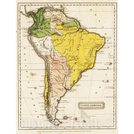 Historic Map : School Atlas - 1824 South America - Vintage Wall Art - 18in x 24in