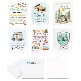 12 Set Sleepaway Camp Essential for Girl Boy Summer Camp Flat Card and Envelope Kit 5.5 x 8.5" Letter from Parent Home Mom Grandma Summer Stationery E
