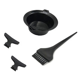 Kit De Tinte Para Cabello, Tazón, Brocha Para Tinte Y Pinzas Tono 1 Negro