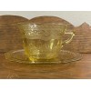 Federal Glass Patrician Spoke Amber Depression Glass Cup and Saucer