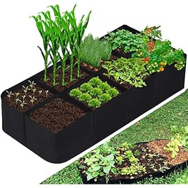 CJGQ Fabric Raised Garden Bed, 128 Gallon 8 Grids Plant Grow Bags, 3x6FT Planter Raised Beds for Growing Vegetables Potatoes Flowers, Rectangle Planting Container for Outdoor Gardening