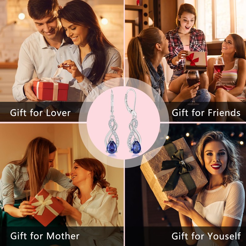 Oskani Infinity Birthstone Earrings for Women 925 Strling Silver 5A