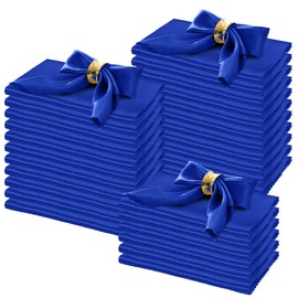 Horbaunal 100 Pack Satin Napkins 20" x 20" Oversized Dinner Napkins with Floral Edges, Soft Cloth Napkins for Parties, Weddings, Events, Royal Blue