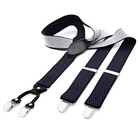 DonDon® Men's braces, wide, 4 clips, with Y-shaped leather, elastic and adjustable in length, in various designs -