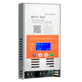 60A MPPT Solar Charge Controller V124 – Upgraded, 12V/24V/48V Auto Detection, Supports Lead-Acid & Lithium Batteries, Max 160V PV Input