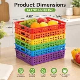 6 Pack Classroom Paper Baskets, Organizing Desk Boho Tray for A4 Papers, Classroom Storage Plastic Paper Bins, Fun Turn in Trays for Teachers and Students, Office Desk Room Trays Organizer