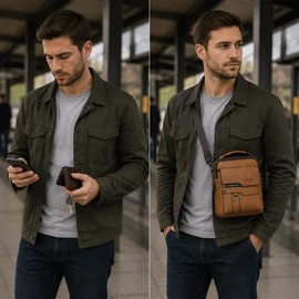 Men’s PU Leather Crossbody Shoulder Bag for Travel & Daily Use – Stylish Zipper Sling Bag with Organized Storage