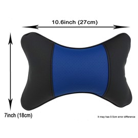 yuhuru Car Neck Pillows Both Side Pu Leather 2pieces Pack Headrest Gogodog Fit for Most Cars Filled Fiber Universal Car Pillow (Black Blue)