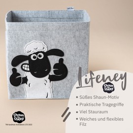 LIFENEY Meets Shaun the Sheep Storage Box for Kids - Felt Box with the Iconic Sheep for Storing Toys - 33 x 33 x 33 cm Fits Classic Cube Shelves
